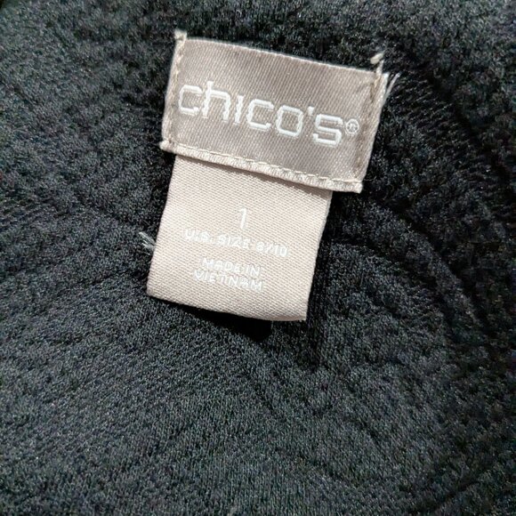 Chico's Women's Beaded Coat Black Size 1 (Small), Textured Pattern, Pleated Back - Picture 12 of 15